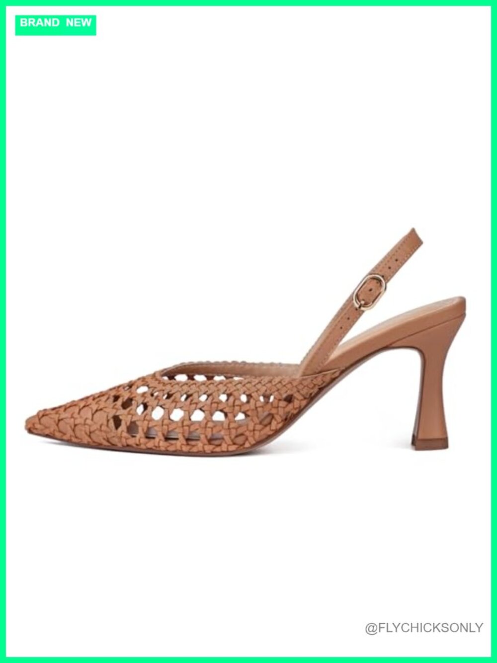 ZIXSAA Woven Slingback Heels Pointed Toe Pump 3.5" Low Heel